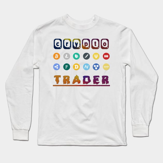 Crypto Trader Bitcoin & Cryptocurrency Blockchain Long Sleeve T-Shirt by theperfectpresents